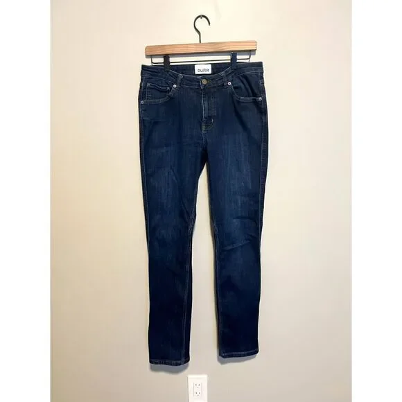 DU/ER Performance Denim Mid Rise Slim Straight in Dark Stone Women's Size 30x32 - Picture 5 of 14